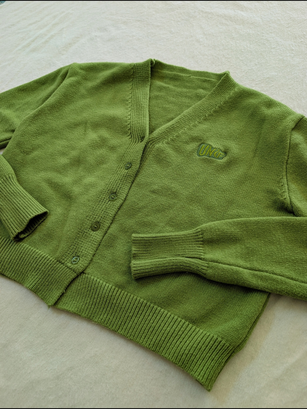 UNIF Green V-Neck Button Cardigan Sweater